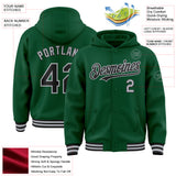 Custom Kelly Green Black-Gray Bomber Full-Snap Varsity Letterman Hoodie Jacket