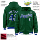 Custom Kelly Green Royal-White Bomber Full-Snap Varsity Letterman Hoodie Jacket