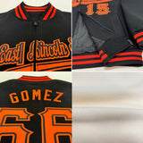 Custom Cream Orange Kelly Green-White Bomber Varsity Letterman Zipper Jacket