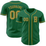 Custom Kelly Green Old Gold Authentic Baseball Jersey