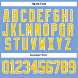 Custom Light Blue Yellow-White Hockey Lace Neck Jersey