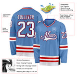 Custom Light Blue Royal-Red Hockey Jersey