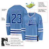 Custom Light Blue Royal-White Hockey Jersey