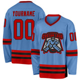 Custom Light Blue Red-Black Hockey Jersey