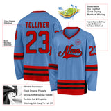 Custom Light Blue Red-Black Hockey Jersey