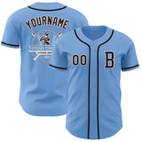 Custom Light Blue Brown-White Authentic Baseball Jersey