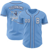 Custom Light Blue White-Navy Authentic Baseball Jersey