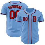 Custom Light Blue Red-Black Authentic Baseball Jersey