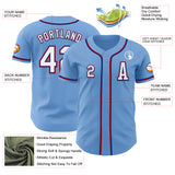 Custom Light Blue Royal-Red Authentic Baseball Jersey