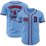 Custom Light Blue Red-Navy Authentic Baseball Jersey