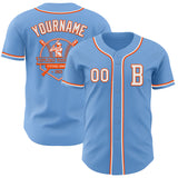 Custom Light Blue White-Orange Authentic Baseball Jersey