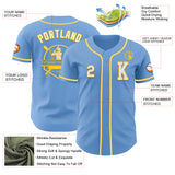 Custom Light Blue White-Yellow Authentic Baseball Jersey