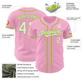 Custom Light Pink White-Neon Green Authentic Baseball Jersey