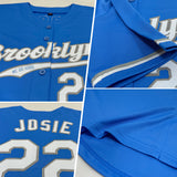 Custom Light Blue White-Gray Authentic Baseball Jersey