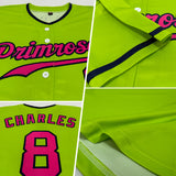 Custom Neon Green Pink-Navy Authentic Baseball Jersey