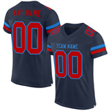 Custom Navy Red-Powder Blue Mesh Authentic Football Jersey