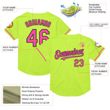 Custom Neon Green Pink-Black Mesh Authentic Throwback Baseball Jersey