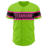 Custom Neon Green Pink-Black Authentic Baseball Jersey