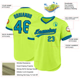 Custom Neon Green Teal-Navy Authentic Throwback Baseball Jersey