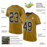 Custom Old Gold Black-White Mesh Authentic Throwback Football Jersey