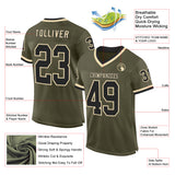 Custom Olive Black-Cream Mesh Authentic Throwback Salute To Service Football Jersey