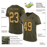 Custom Olive Old Gold-Black Mesh Authentic Throwback Salute To Service Football Jersey