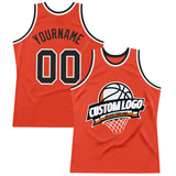 Custom Orange Black-White Authentic Throwback Basketball Jersey