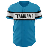 Custom Panther Blue White-Black Authentic Baseball Jersey