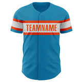 Custom Panther Blue White-Orange Authentic Baseball Jersey