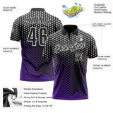 Custom Black Purple-Gray 3D Bowling Geometric Shape Performance Polo Shirt