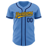 Custom Powder Blue Navy-Gold Authentic Baseball Jersey