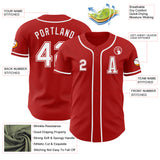 Custom Red White Authentic Baseball Jersey