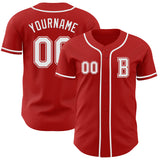 Custom Red White Authentic Baseball Jersey