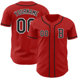 Custom Red Black-White Authentic Baseball Jersey