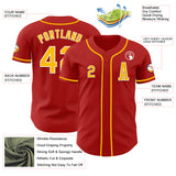 Custom Red Gold-White Authentic Baseball Jersey