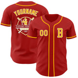 Custom Red Gold-White Authentic Baseball Jersey