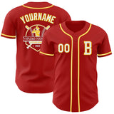 Custom Red White-Yellow Authentic Baseball Jersey