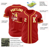 Custom Red White-Yellow Authentic Baseball Jersey