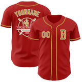 Custom Red Old Gold-White Authentic Baseball Jersey