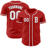 Custom Red White-Gray Authentic Baseball Jersey