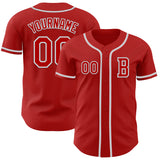 Custom Red White-Gray Authentic Baseball Jersey