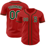 Custom Red Green-White Authentic Baseball Jersey