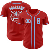 Custom Red Light Blue-White Authentic Baseball Jersey