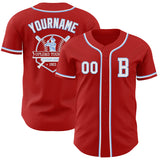 Custom Red White-Light Blue Authentic Baseball Jersey