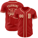 Custom Red Cream Authentic Baseball Jersey