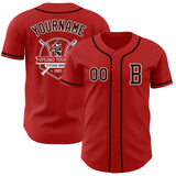 Custom Red Brown-White Authentic Baseball Jersey