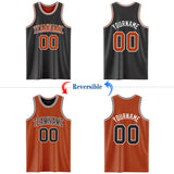 Custom Reversible Black Texas Orange-White Double Side Authentic Basketball Jersey