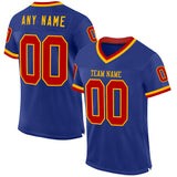 Custom Royal Red-Gold Mesh Authentic Throwback Football Jersey