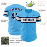 Custom Sky Blue Navy-White Authentic Baseball Jersey