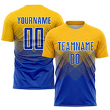 Custom Gold Royal-White Sublimation Soccer Uniform Jersey